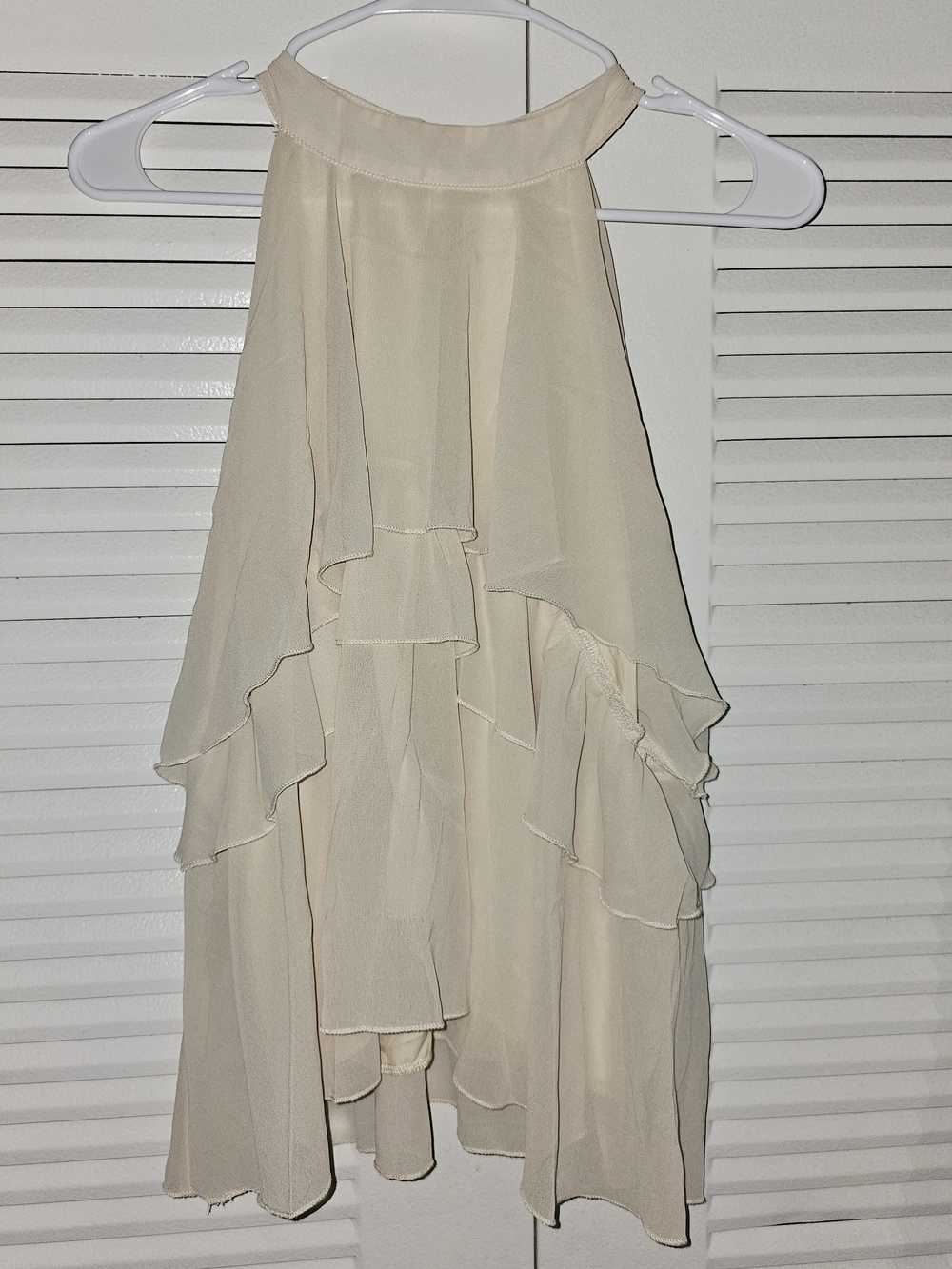 Women's Ivory Ruffled High-Neck Halter Top